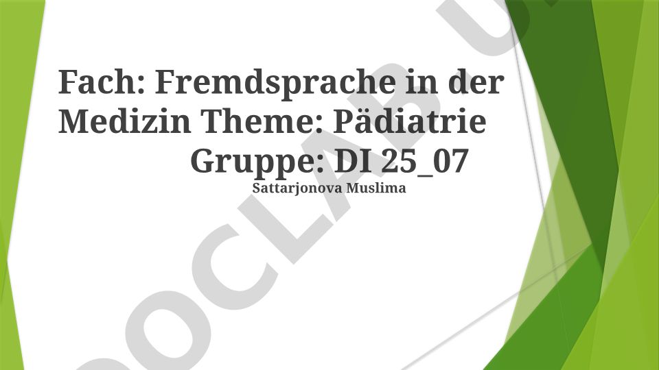 Fremdsprache in der Medizin: Pädiatrie