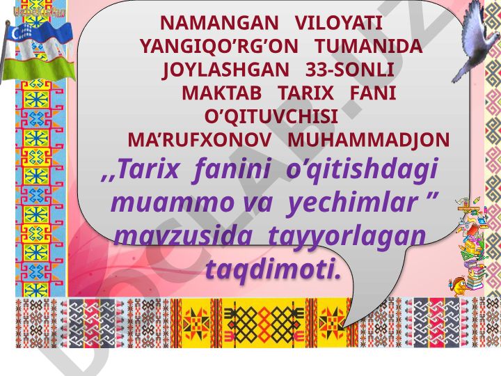 Tarix fanini o'qitishdagi muammo va yechimlar