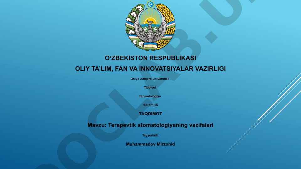 Terapevtik stomatologiyaning vazifalari