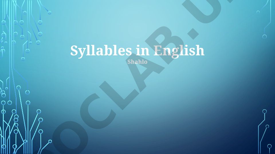 Syllables in English