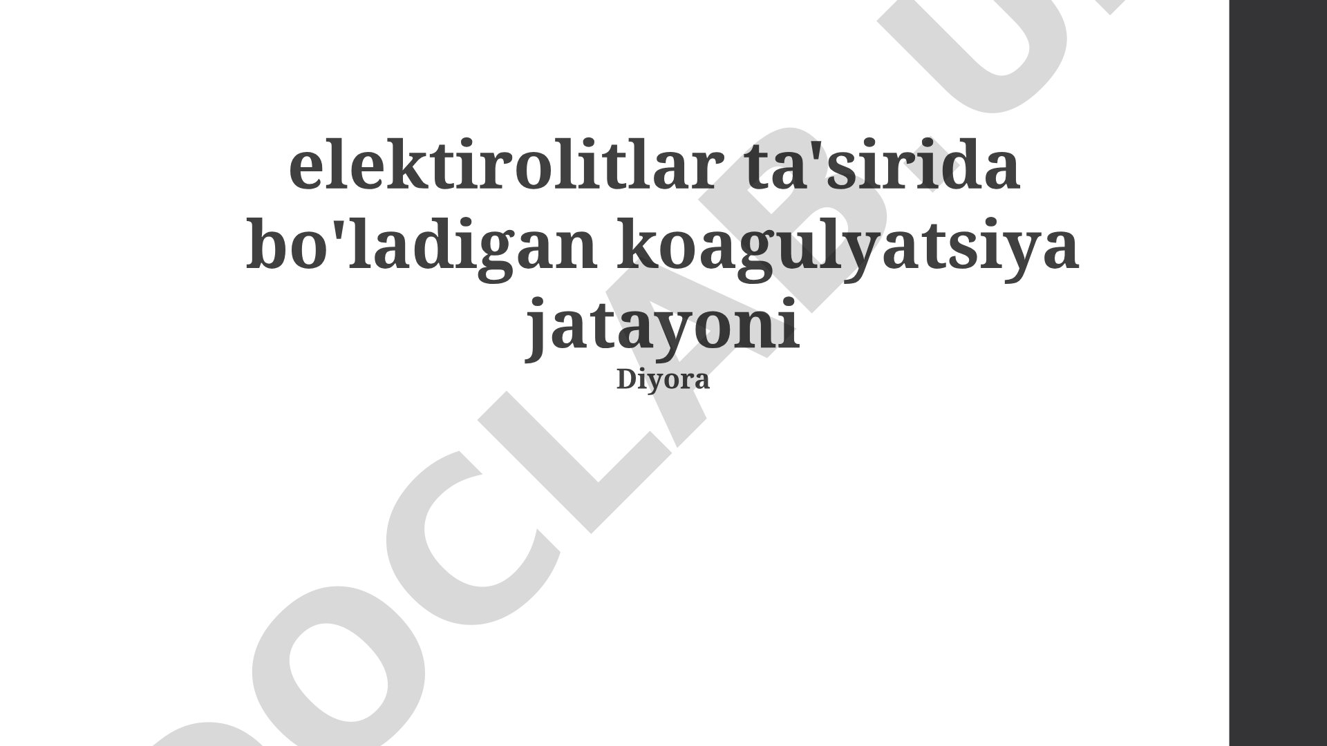 Elektrolitlar ta'sirida bo'ladigan koagulyatsiya jarayoni