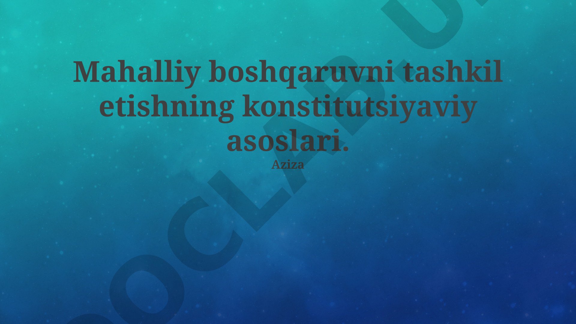 Mahalliy boshqaruvni tashkil etishning konstitutsiyaviy asoslari