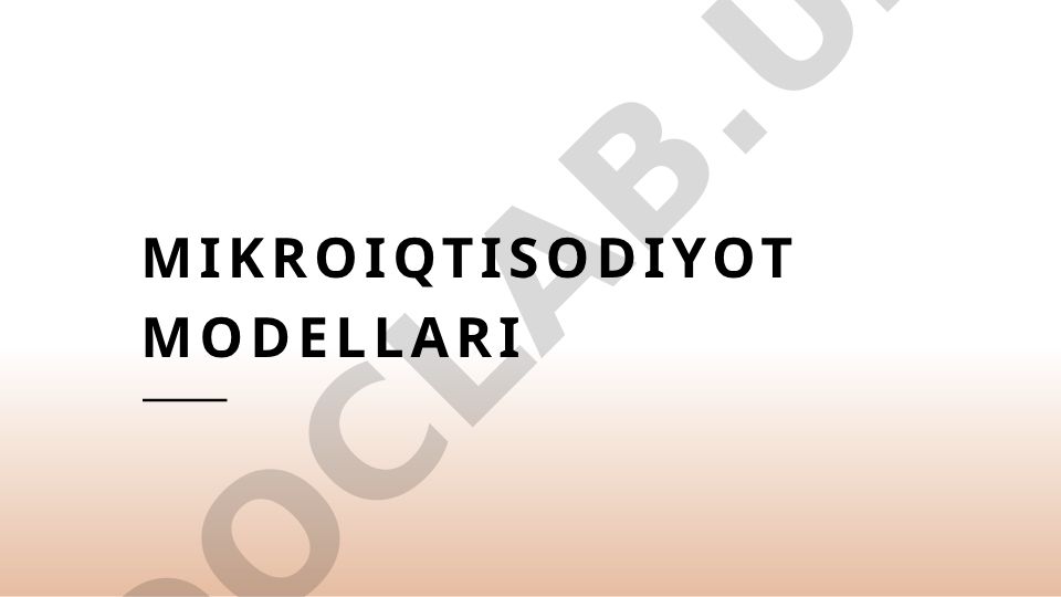 Mikroiqtisodiyot modellari va talab-arz tahlili