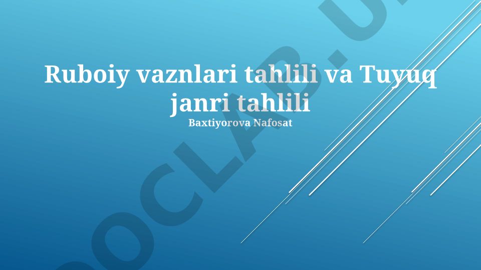 Ruboiy vaznlari tahlili va Tuyuq janri tahlili