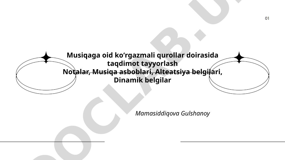 Musiqaga oid koʻrgazmali qurollar doirasida taqdimot tayyorlash