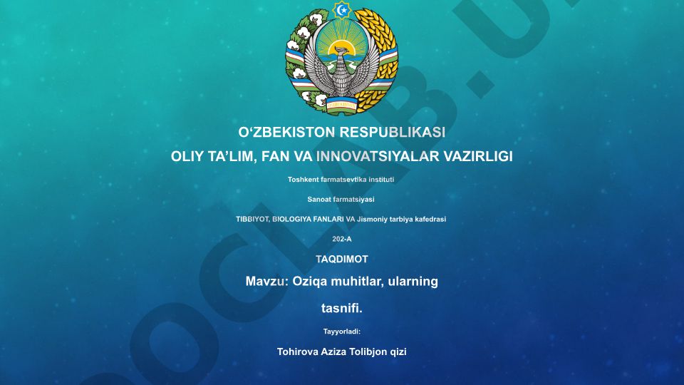 Oziqa muhitlar, ularning tasnifi