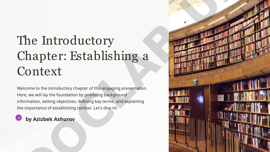 The Introductory Chapter: Establishing a Context