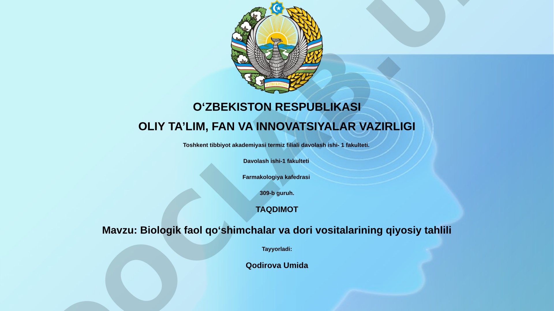 Biologik faol qoʻshimchalar va dori vositalarining qiyosiy tahlili