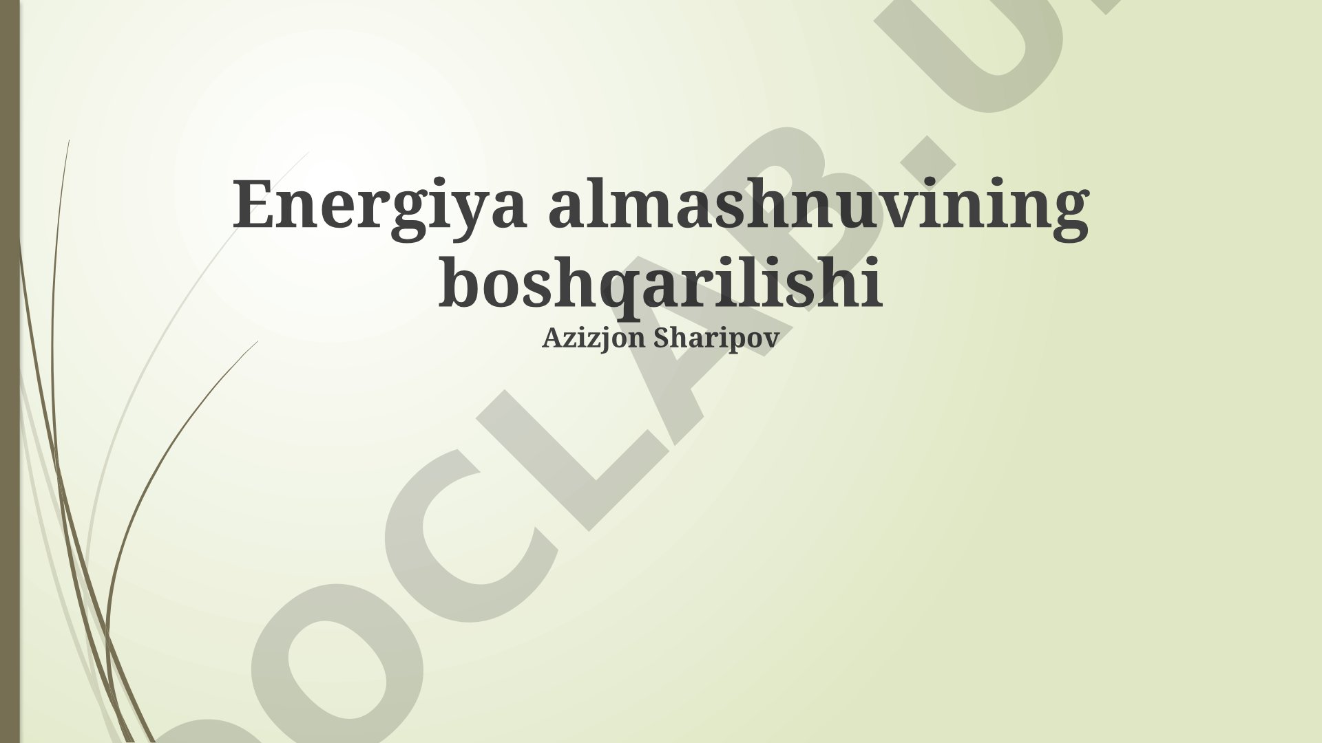 Energiya almashinuvining boshqarilishi