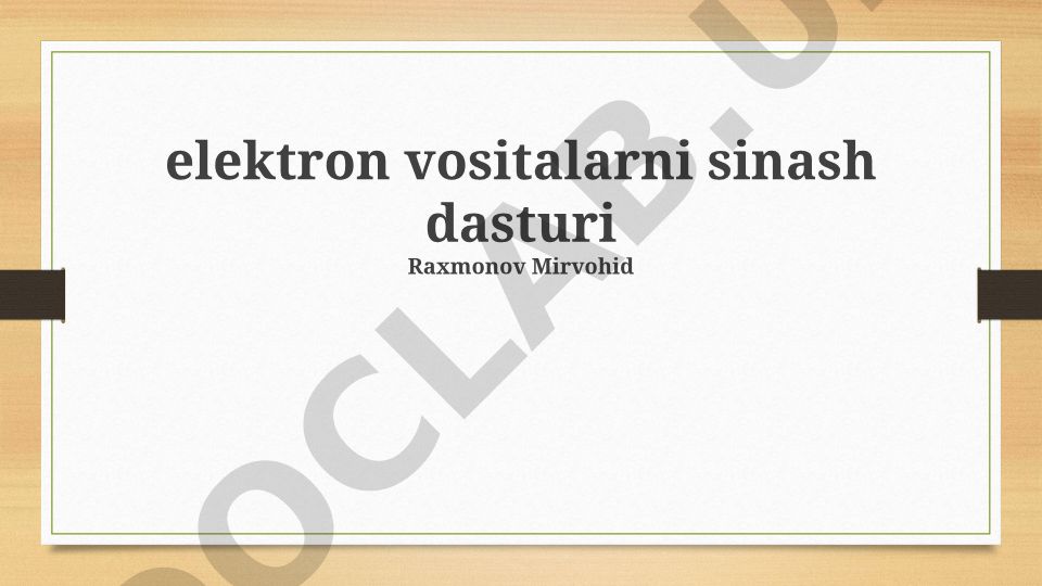 Elektron qurilmalarni sinovdan o'tkazish dasturi