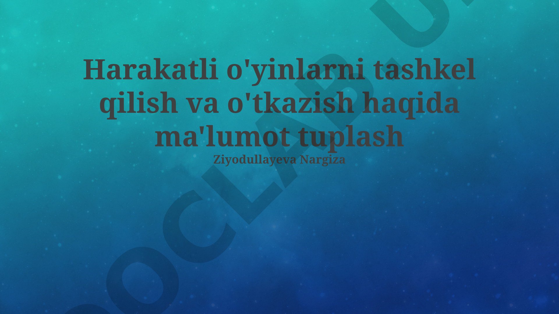 Harakatli o'yinlarni tashkil etish va o'tkazish asoslari