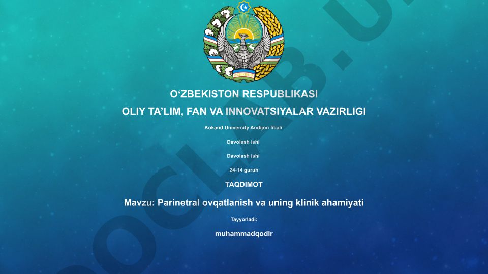 Parinetral ovqatlanish va uning klinik ahamiyati