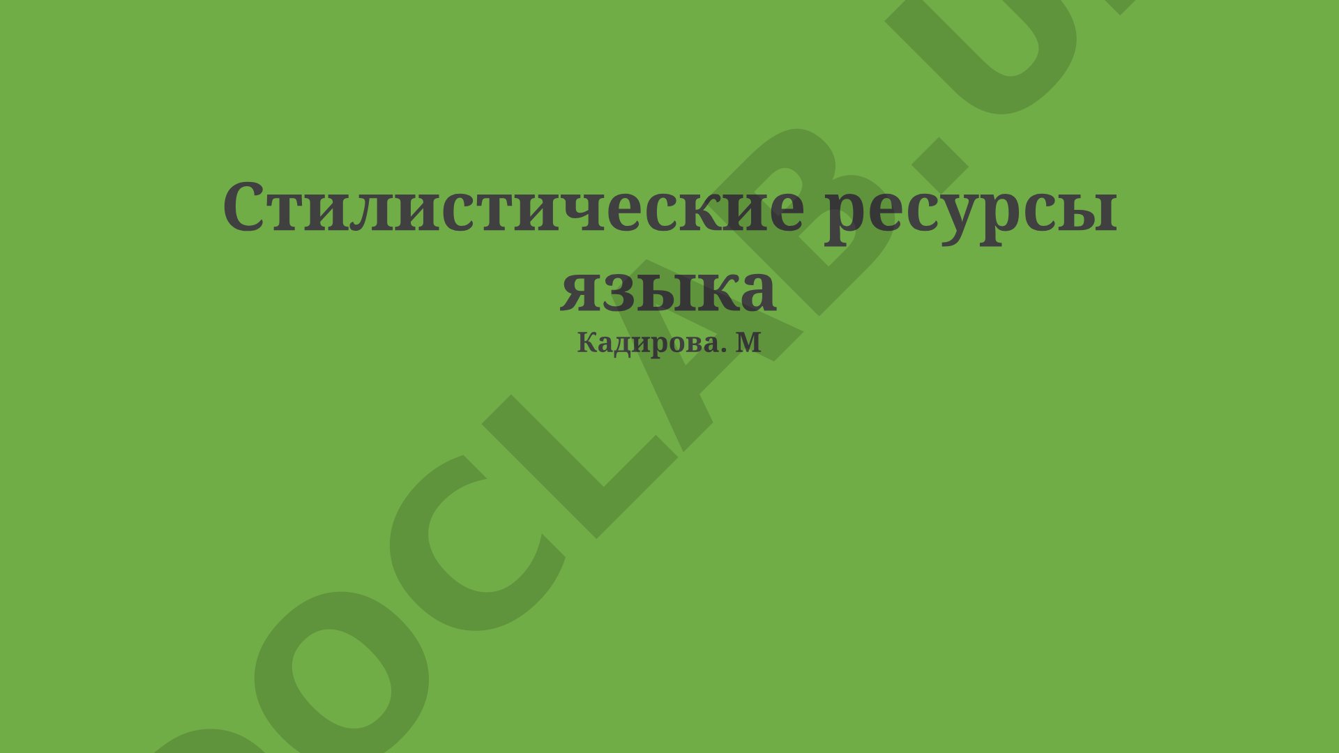 Стилистические ресурсы языка