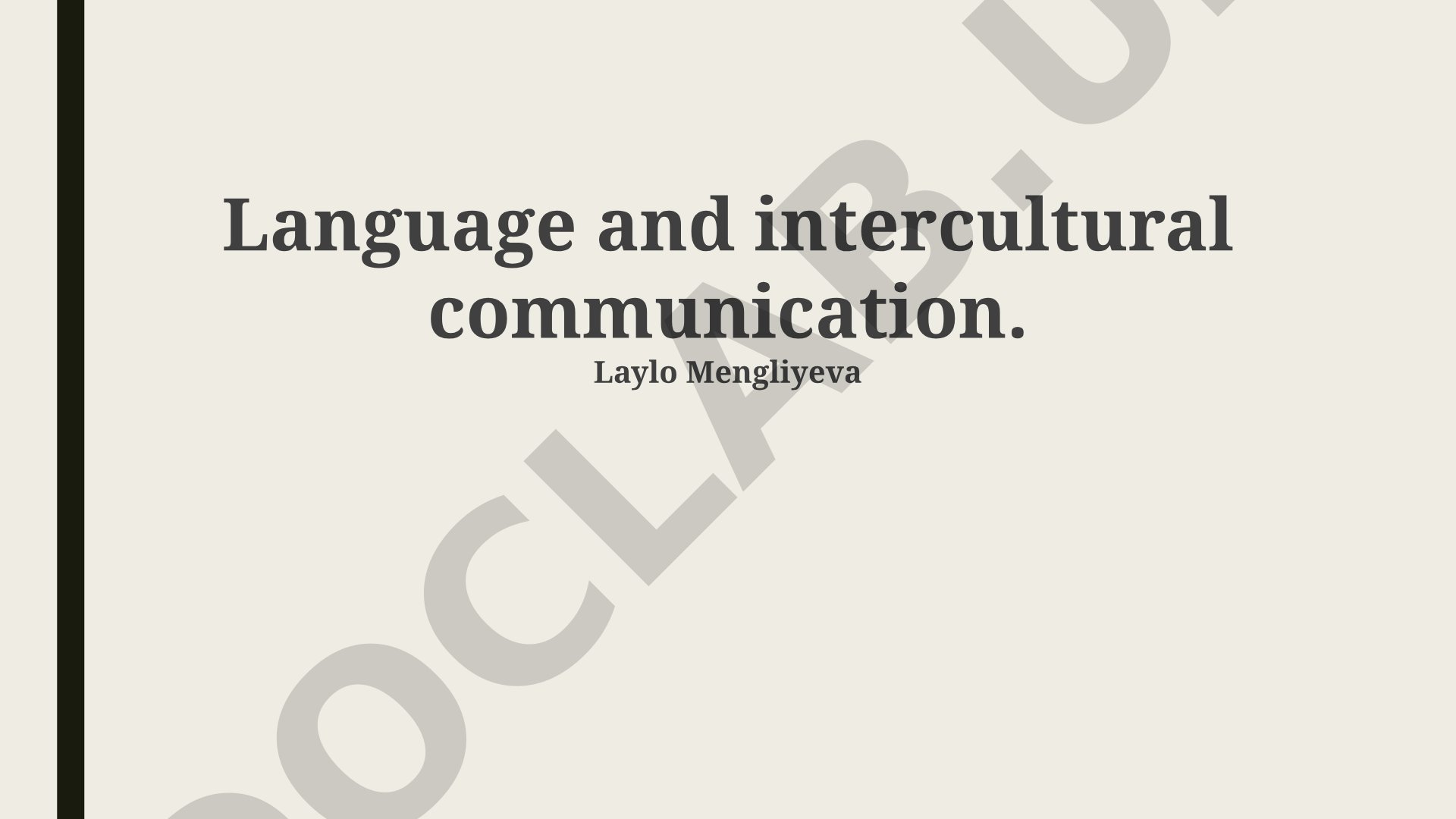 Language and intercultural communication