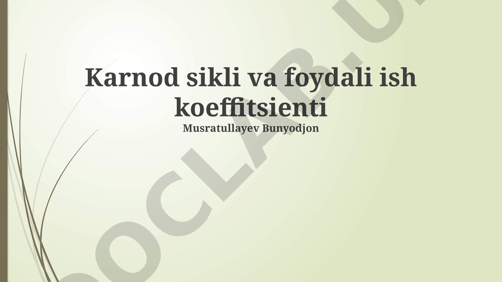 Karno sikli va foydali ish koeffitsienti