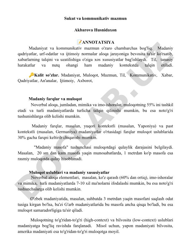 Sukut va kommunikativ mazmun