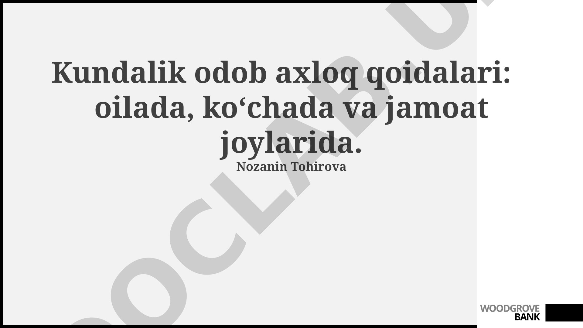 Kundalik odob axloq qoidalari: oilada, ko'chada va jamoat joylarida