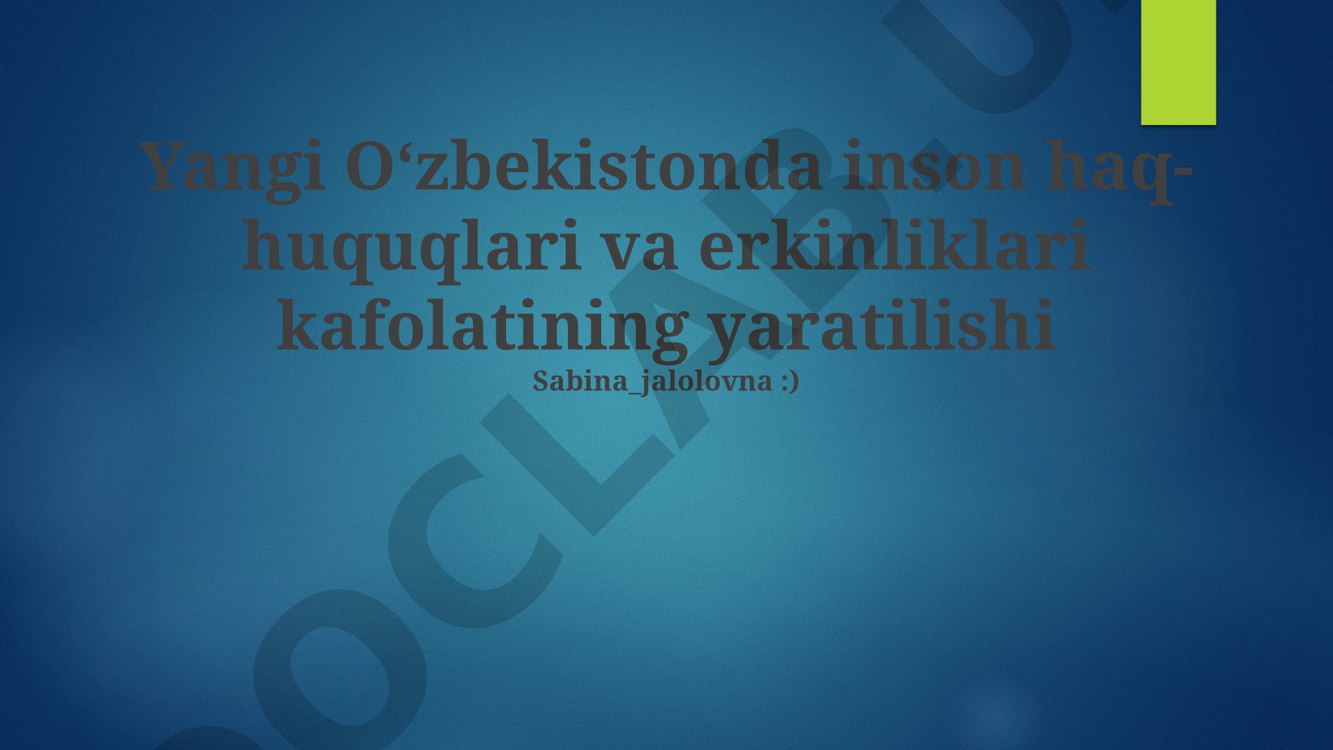 Yangi O‘zbekistonda inson haq-huquqlari va erkinliklari kafolatining yaratilishi