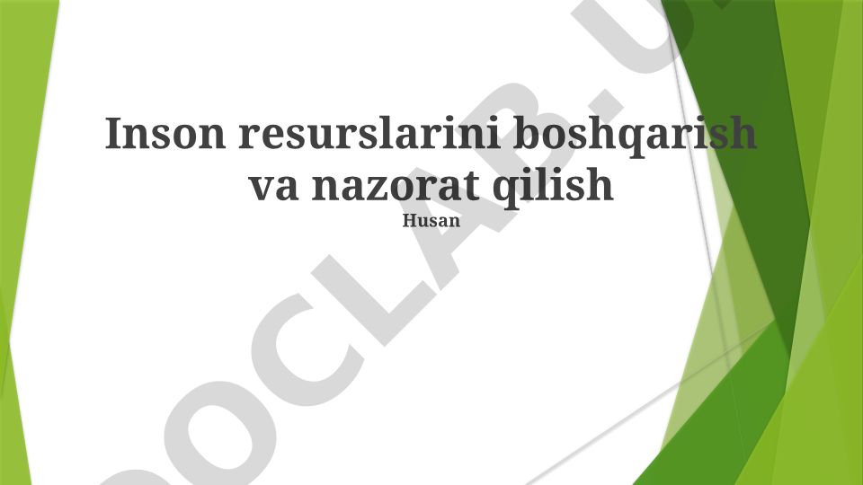 Inson resurslarini boshqarish va nazorat qilish