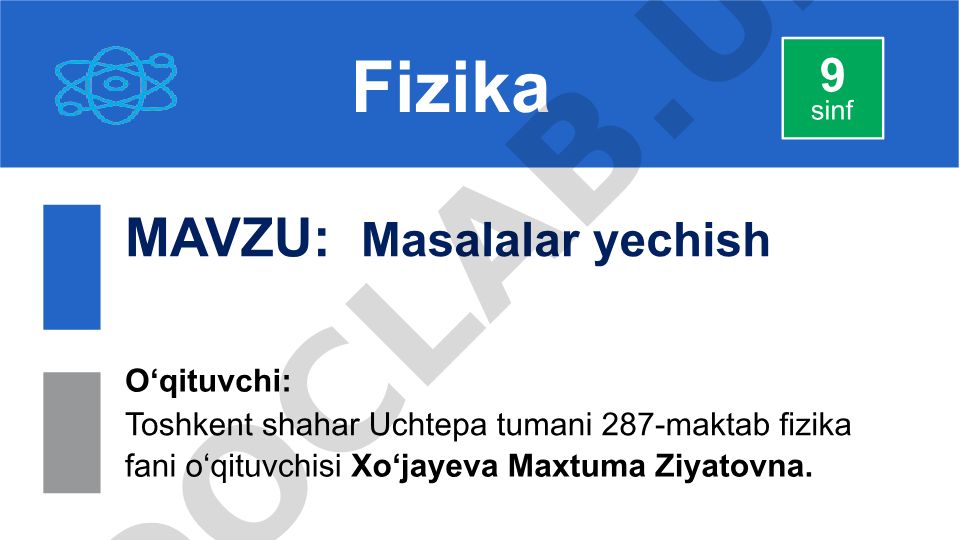 Fizika fanidan modda miqdori va Avogadro qonuni
