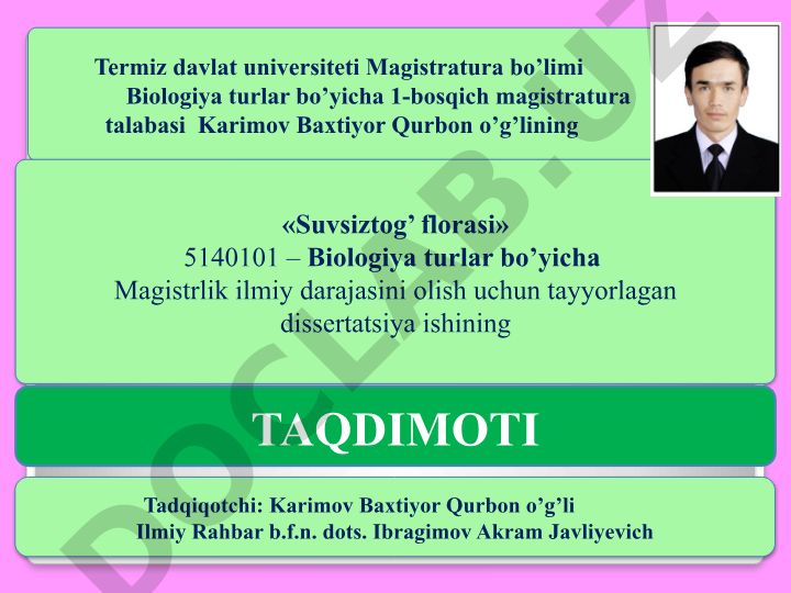 Surxondaryo viloyati Ko'hitang tog' tizmasining suvsiztog' florasi