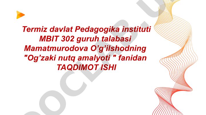 Tarix fanidan og'zaki nutq amalyoti taqdimoti