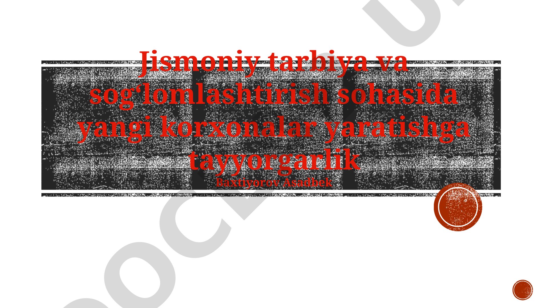 Jismoniy tarbiya va sogʻlomlashtirish sohasida yangi korxonalar yaratishga tayyorgarlik
