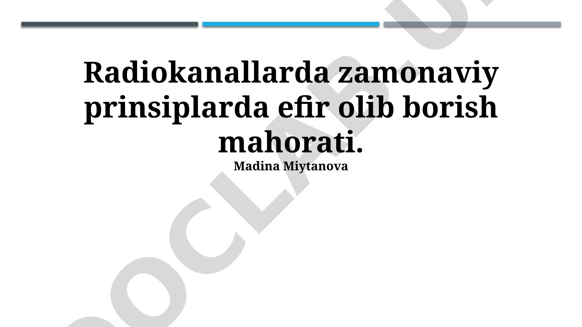 Radiokanallarda zamonaviy prinsiplarda efir olib borish mahorati