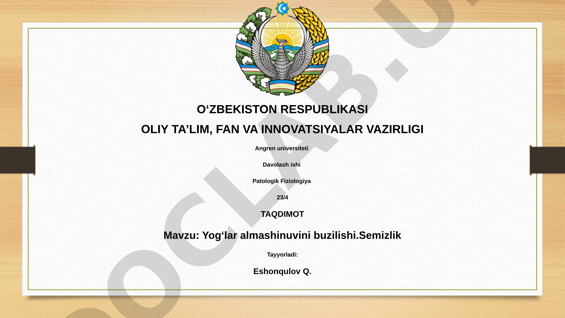 Yog'lar almashinuvini buzilishi.Semizlik