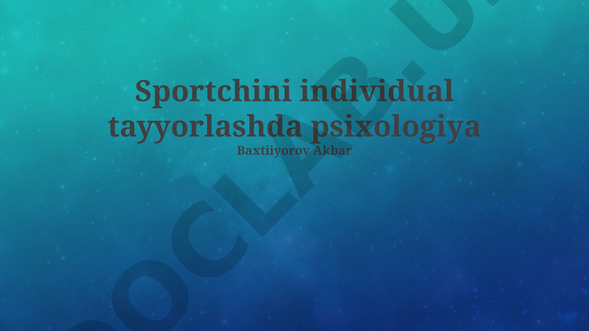 Sportchini individual tayyorlashda psixologiya