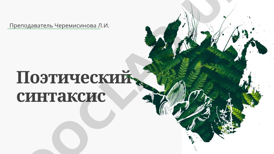 Поэтический синтаксис в литературе