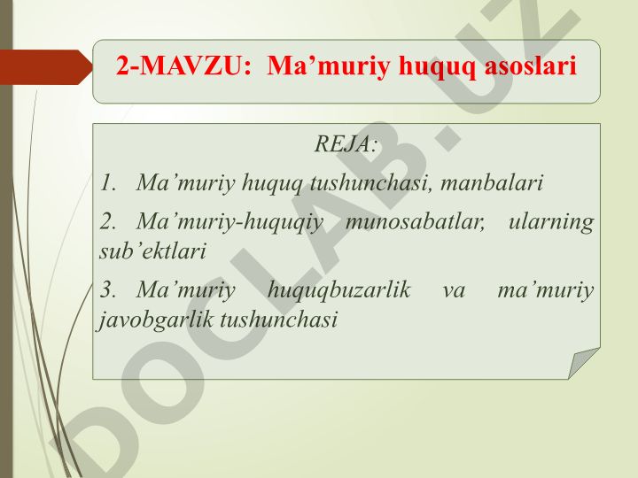 Ma’muriy huquq asoslari