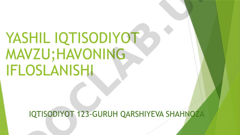 Yashil iqtisodiyot va havoning ifloslanishi