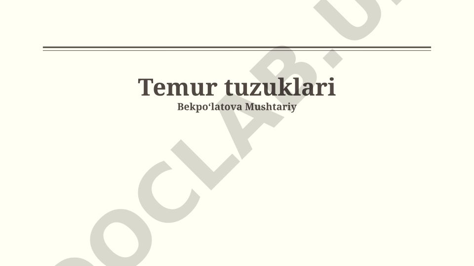 Amir Temur hayoti va Tuzuklar asosiy tamoyillari