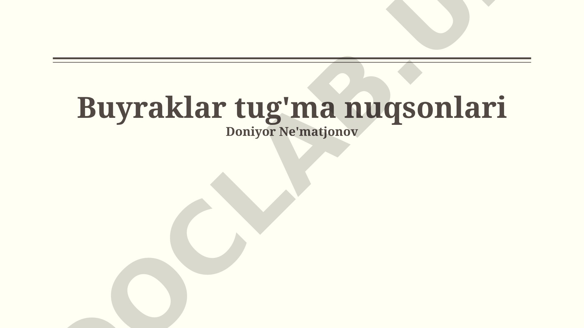 Buyraklar tug'ma nuqsonlari