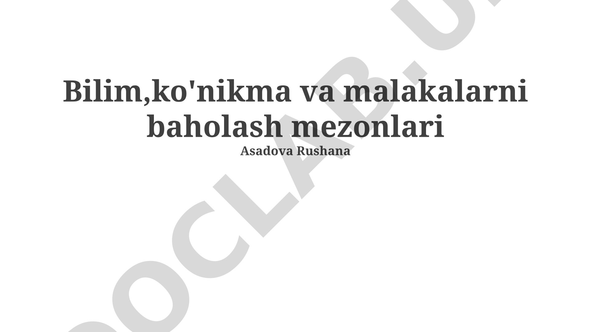 Bilim, ko'nikma va malakalarni baholash mezonlari