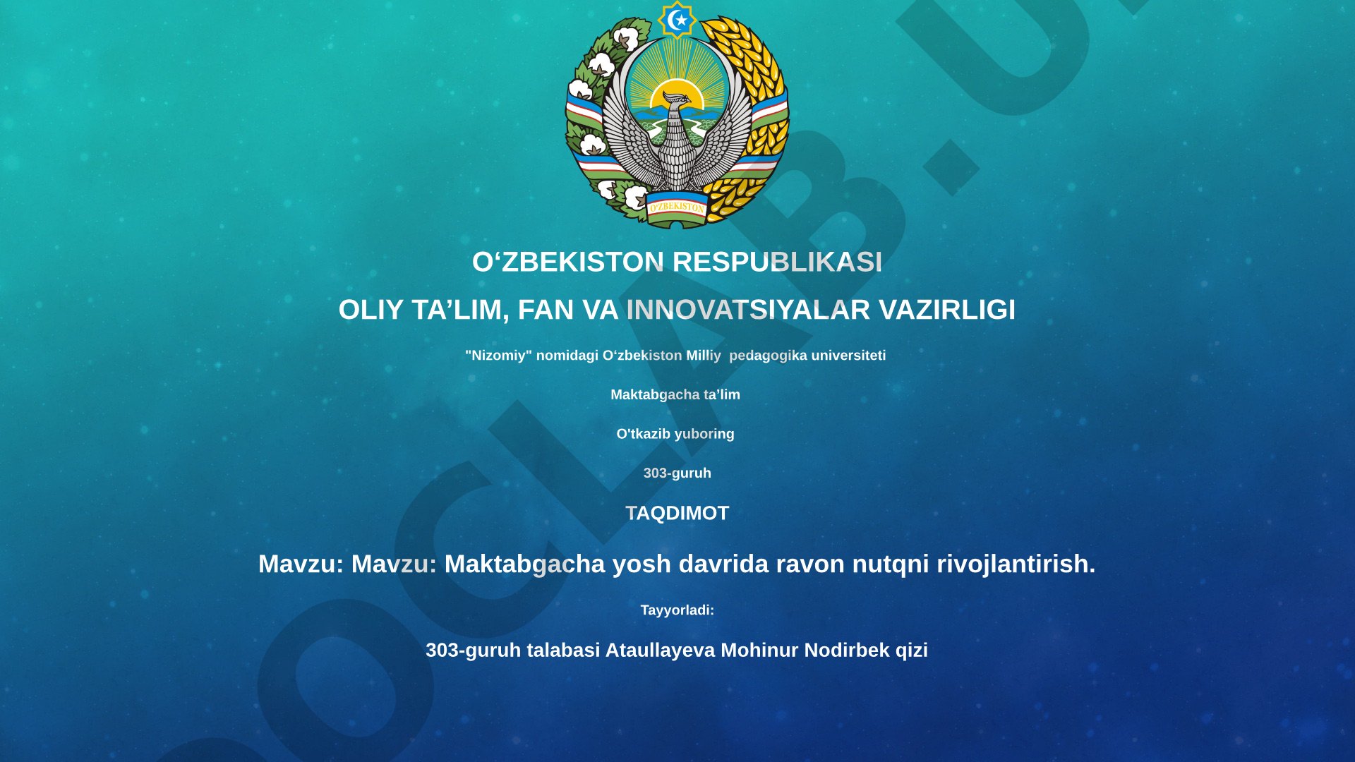 Maktabgacha yosh davrida ravon nutqni rivojlantirish