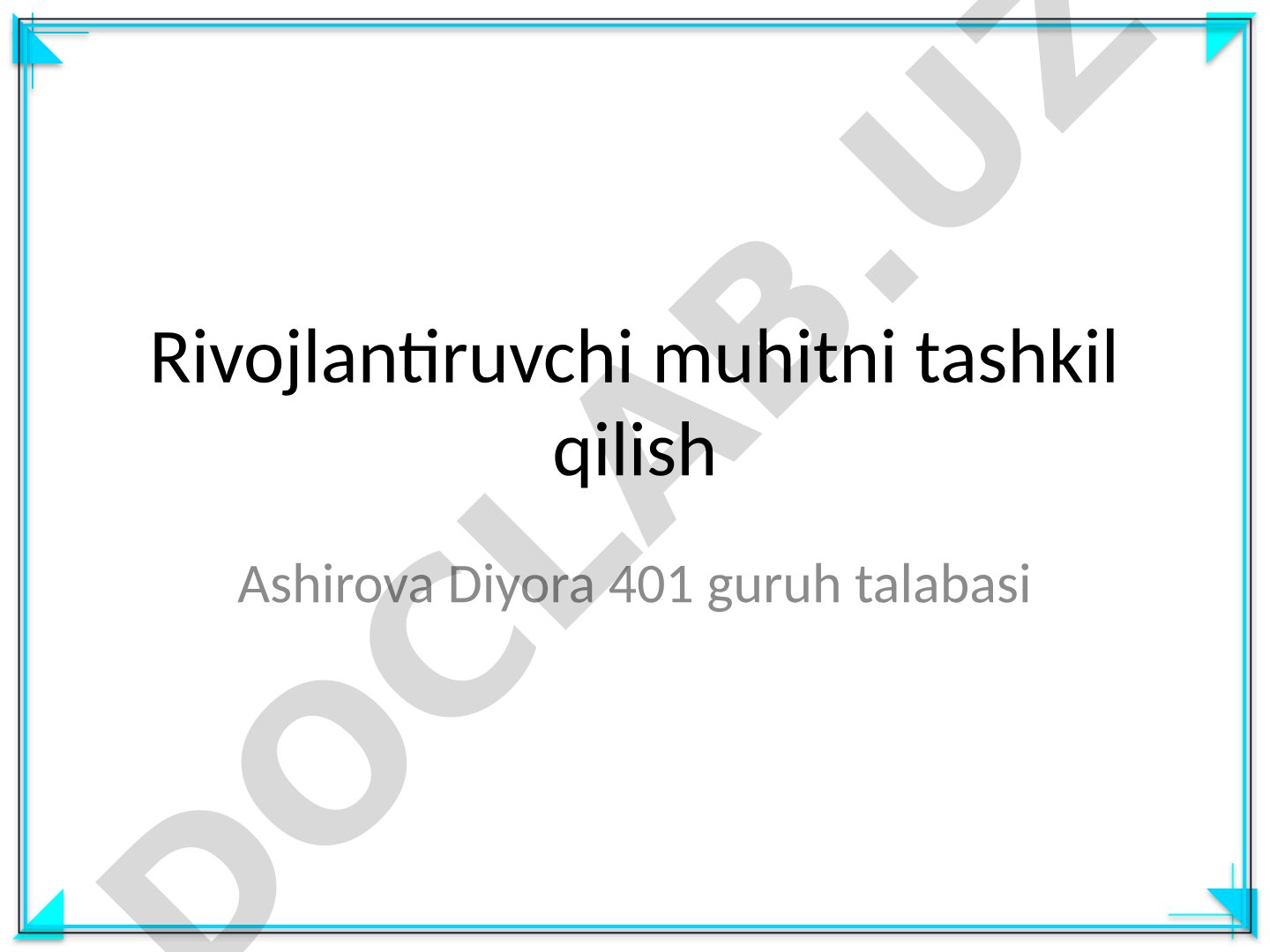 Rivojlantiruvchi muhitni tashkil qilish