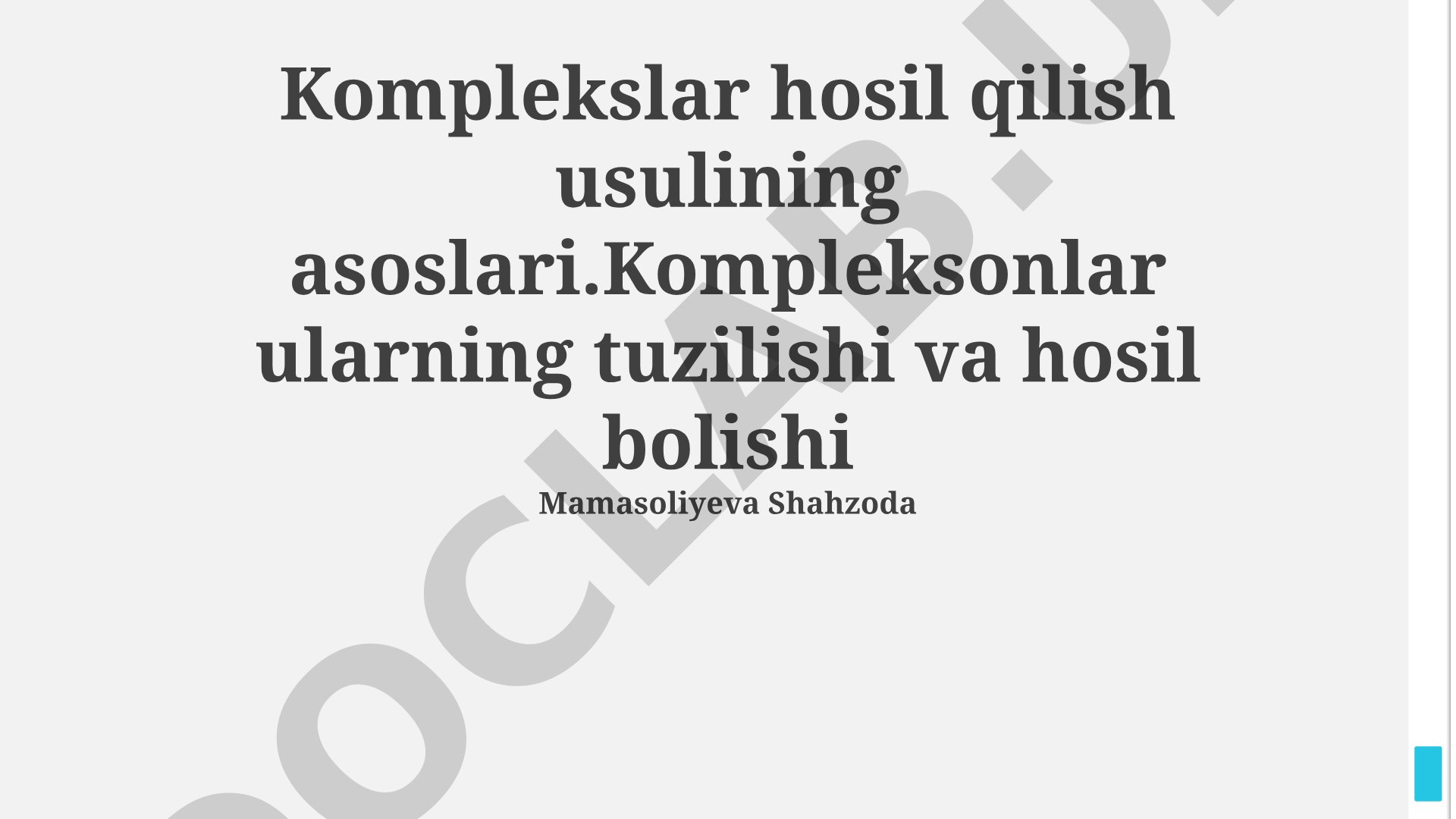 Komplekslar hosil qilish usulining asoslari