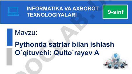 Pythonda satrlar bilan ishlash