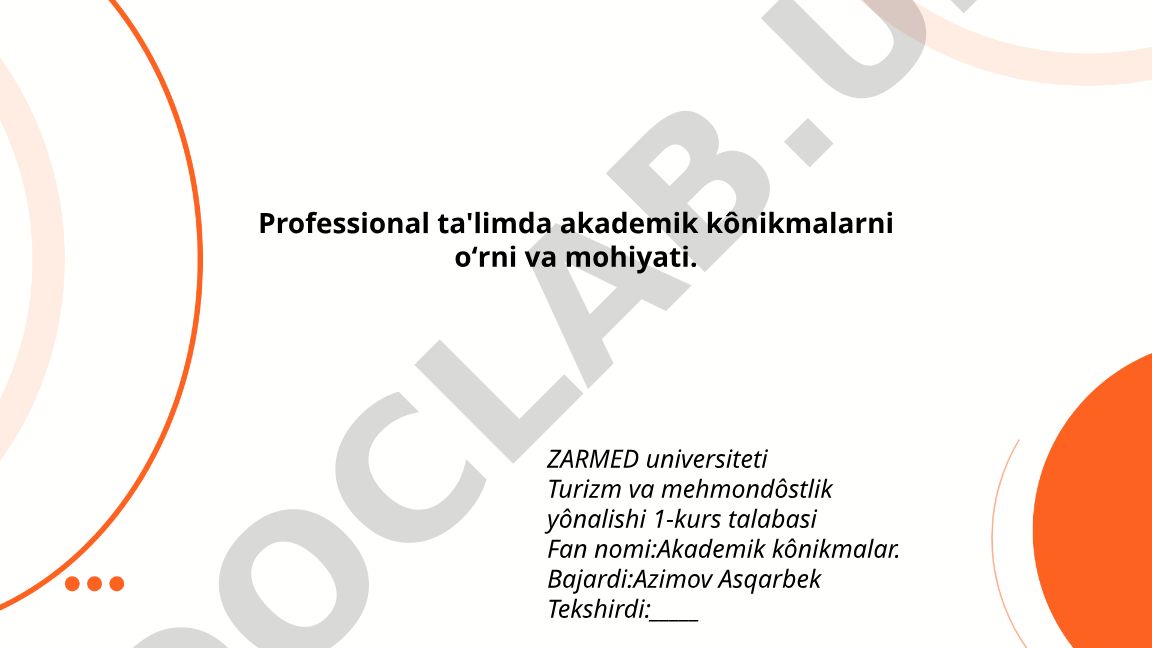 Professional ta'limda akademik kônikmalarni oʻrni va mohiyati
