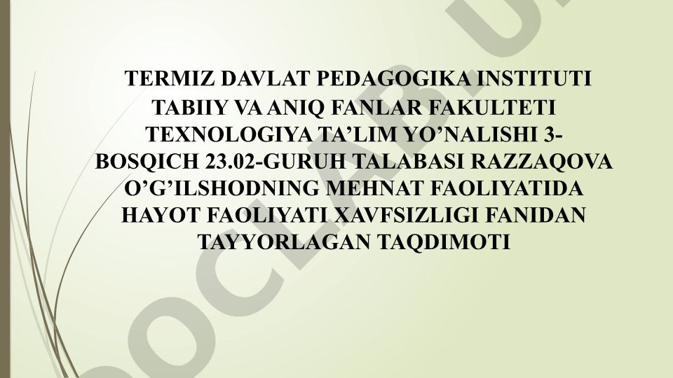 Mehnat faoliyatida hayot faoliyati xavfsizligi: Himoya vositalaridan foydalanish