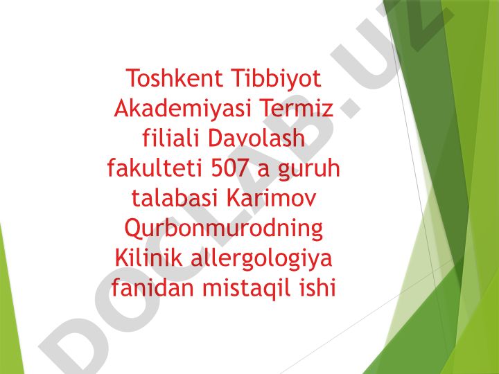 Dorilar allergiyasi va og'iz bo'shlig'ida toksik-allergik reaktsiyalar