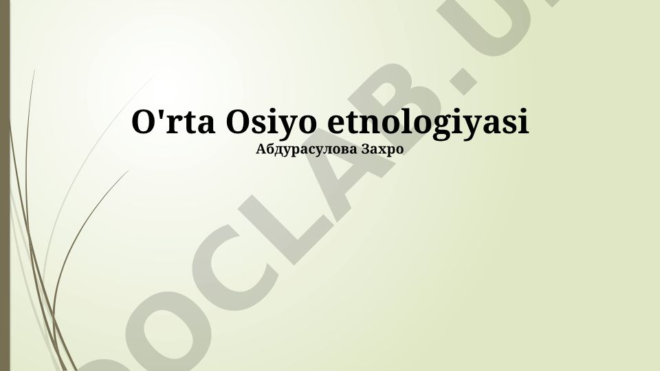 Markaziy Osiyo etnik guruhlarining o'zaro munosabatlari va madaniy xususiyatlari