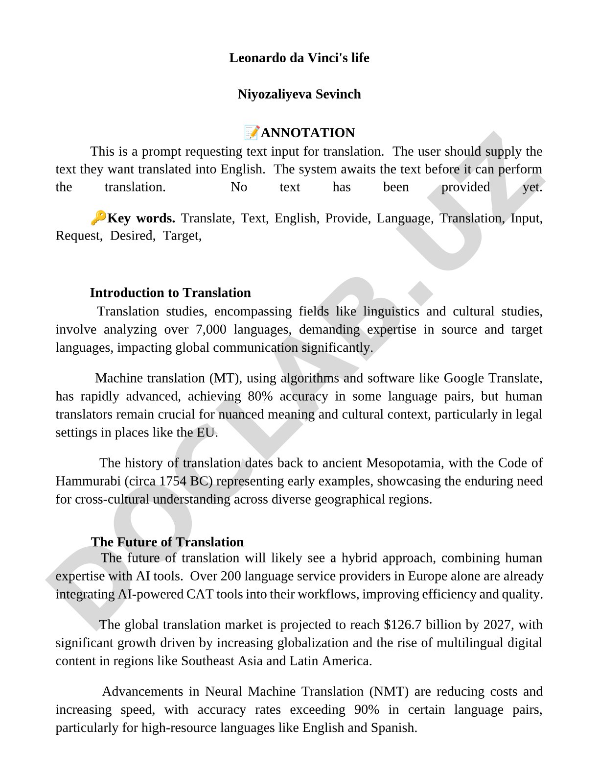 Introduction to Translation Studies and Machine Translation