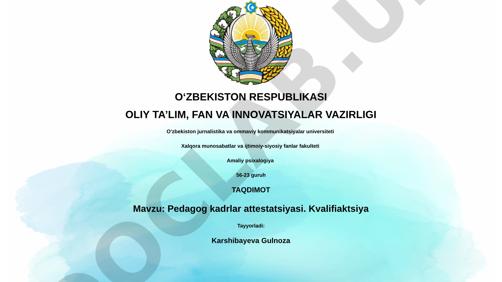Pedagog kadrlar attestatsiyasi