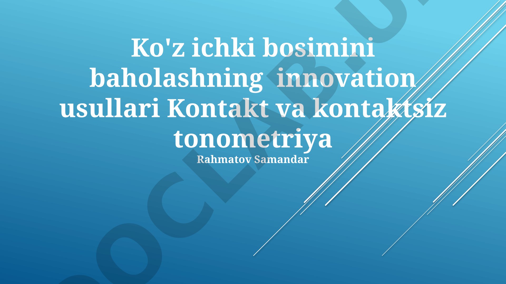 Ko'z ichki bosimini baholashning innovation usullari