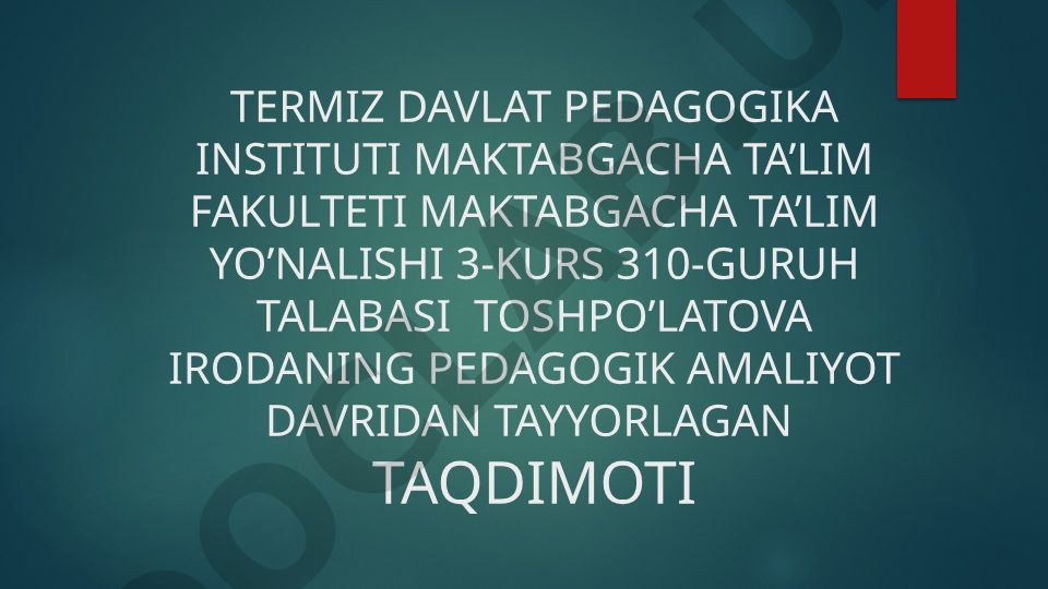 Termiz tumani 16-DMTTda pedagogik amaliyot tajribasi