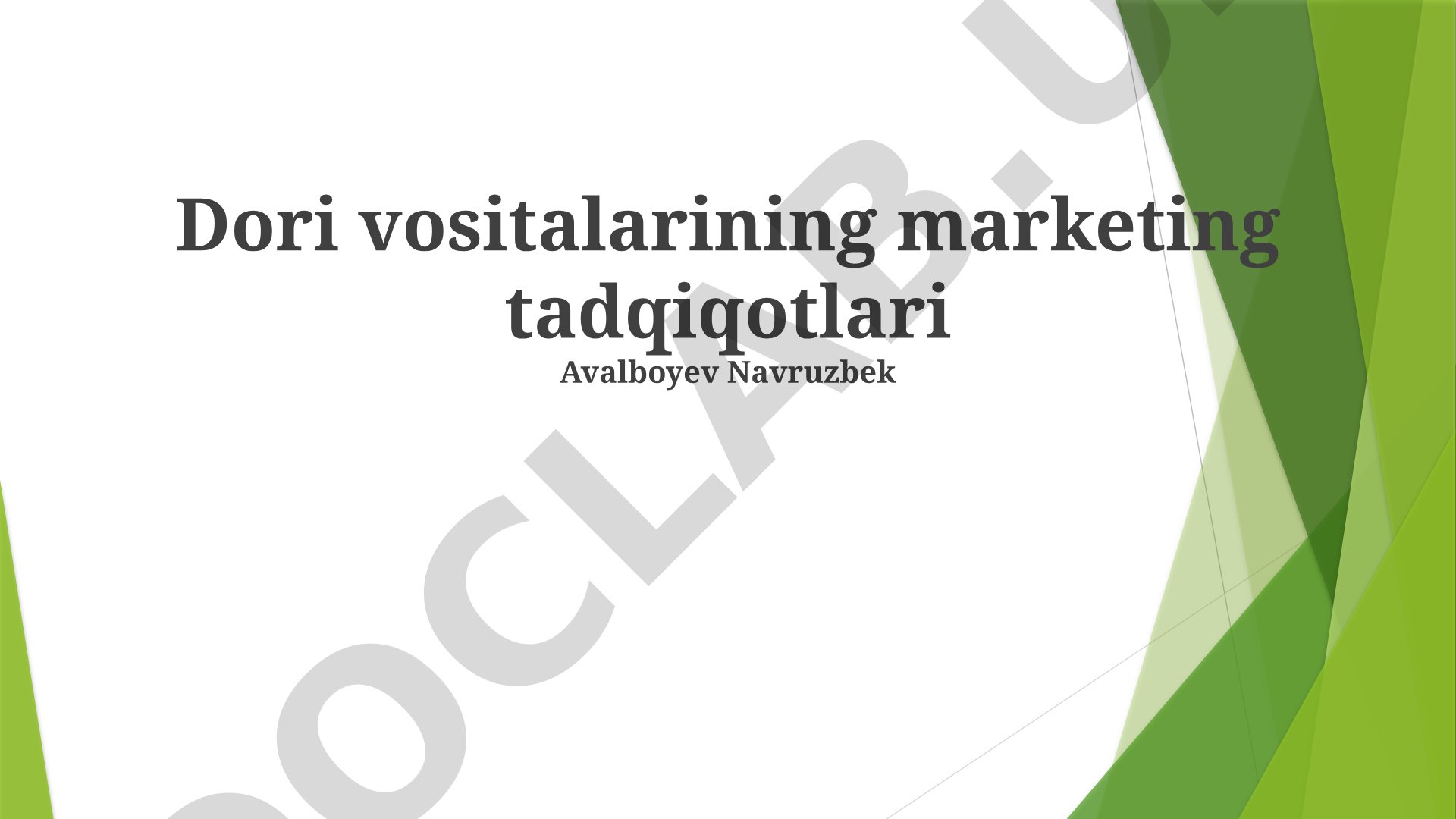 Dori vositalarining marketing tadqiqotlari