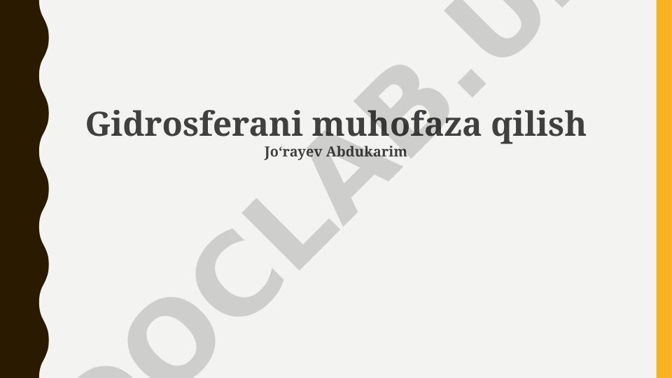 Gidrosferani muhofaza qilish